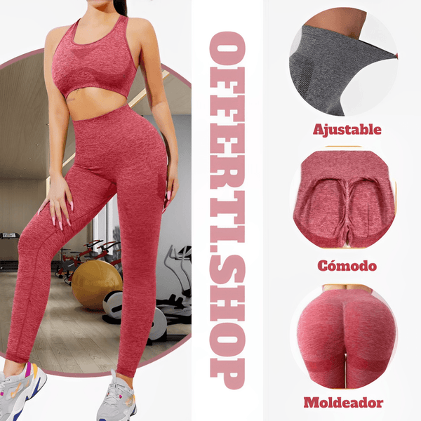 Conjunto Legging Moldeable Alta Compresión Anti Celulitis con Efecto Levanta Glúteos para Deporte y Fitness.